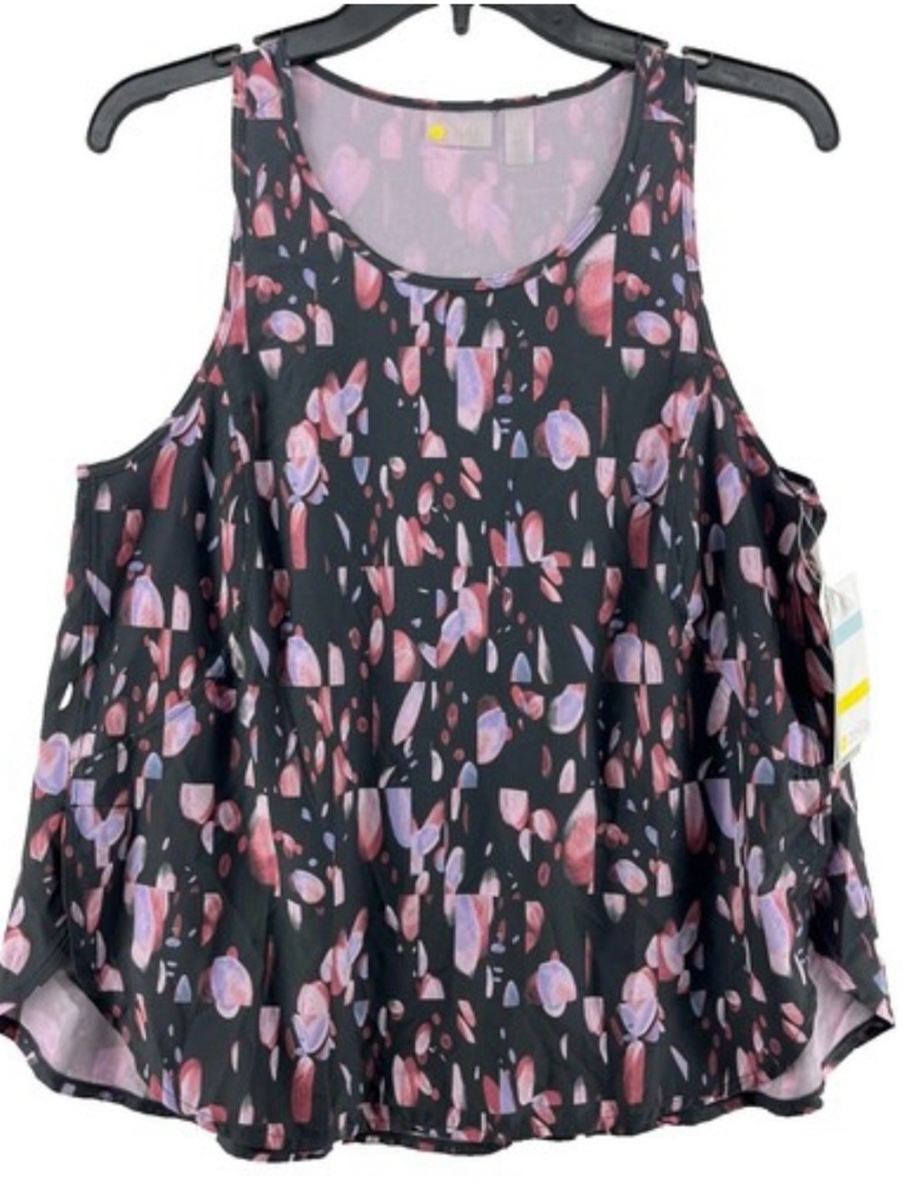 Zella Tank Top - Black with Pink & Purple